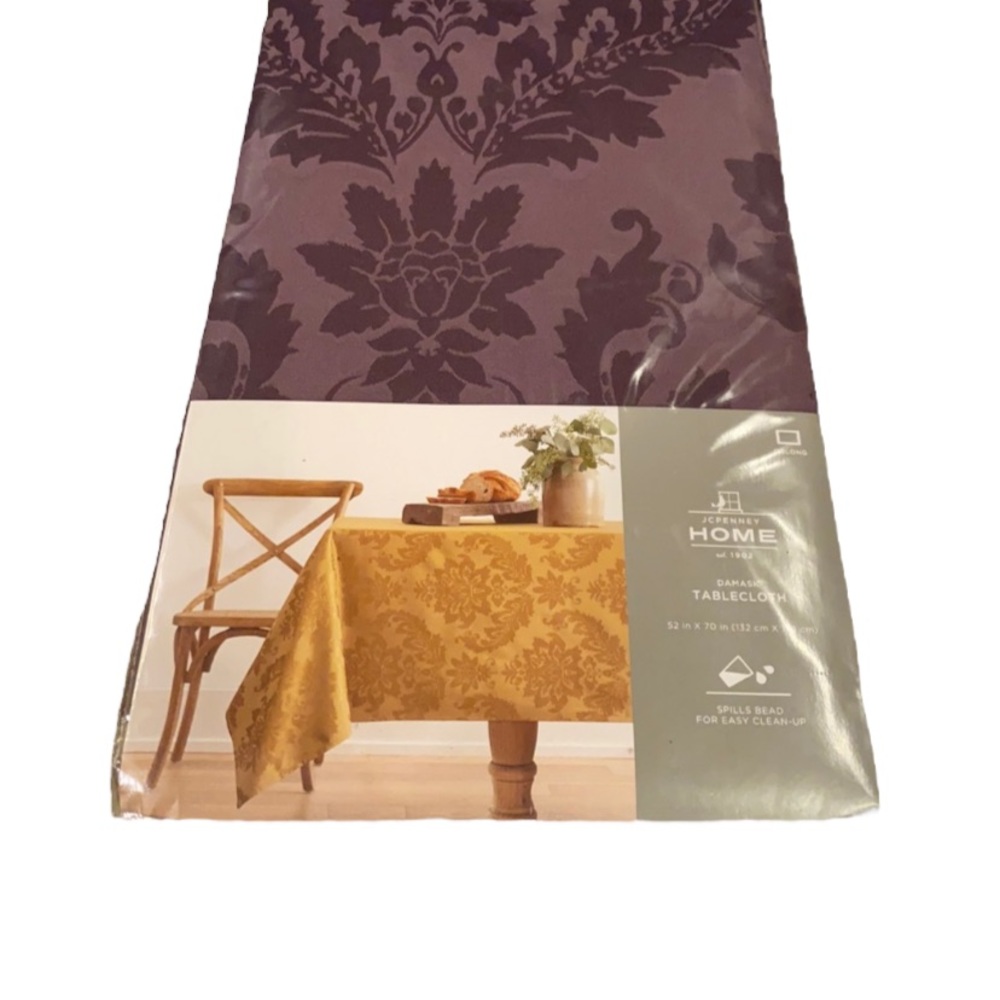 Damask Purple Tablecloth 52inx70in NWT